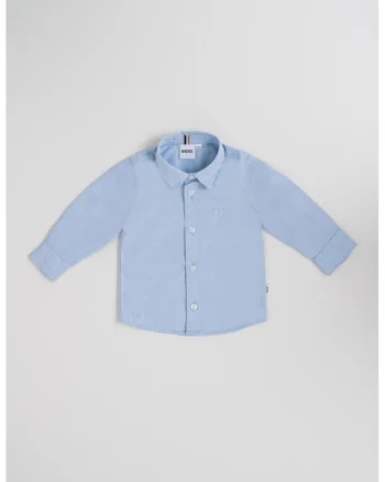 Camasa uni cu broderie logo discreta, Albastru deschis