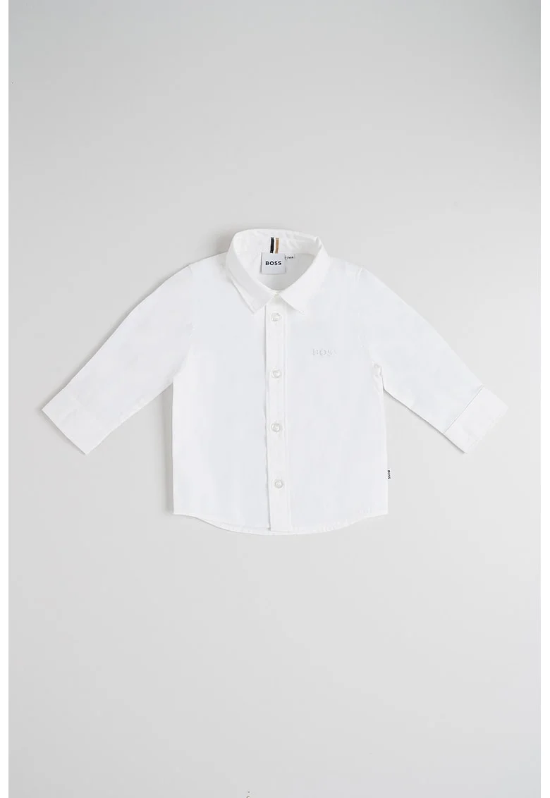 Camasa uni cu broderie logo discreta, Alb