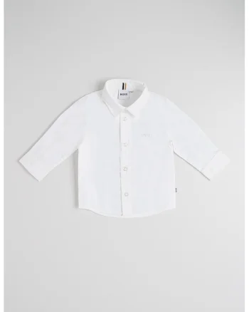 Camasa uni cu broderie logo discreta, Alb