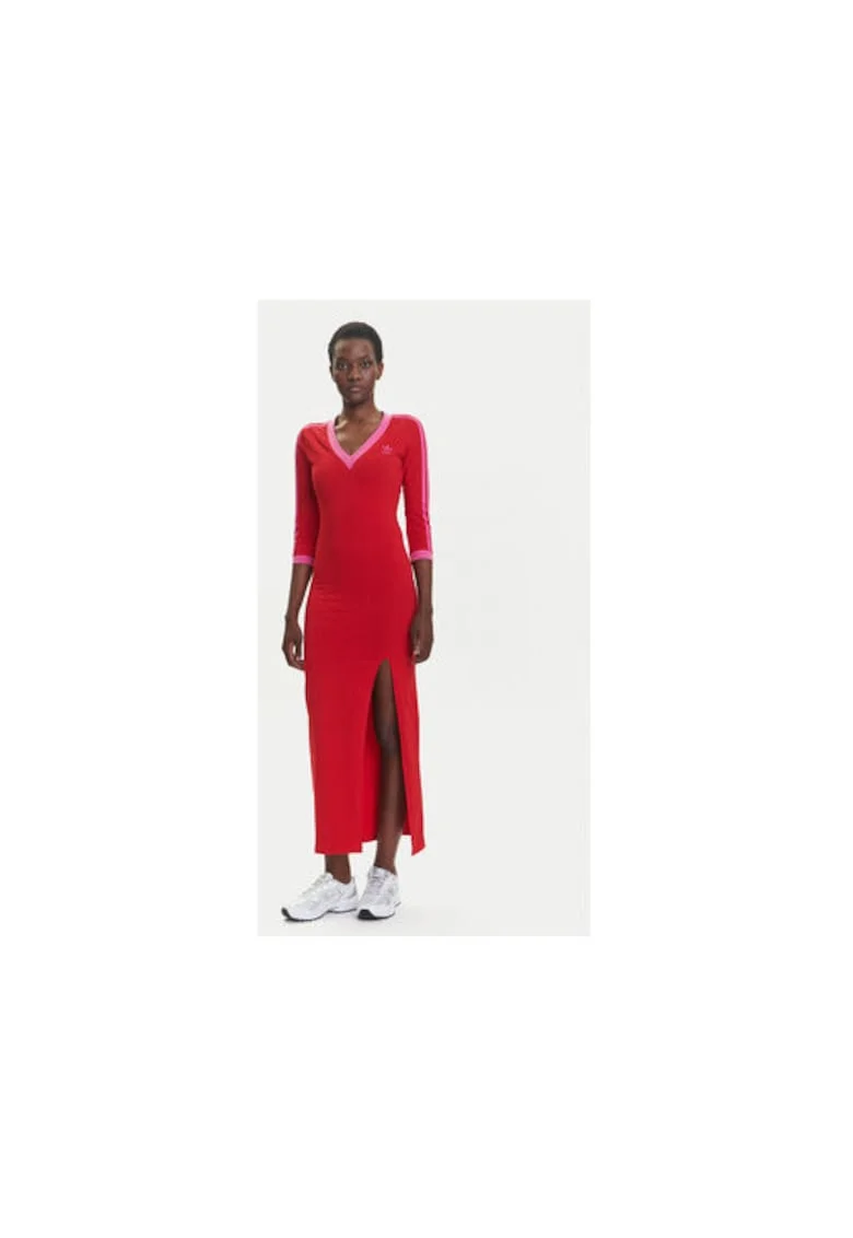 Rochie lunga casual din bumbac cu maneci lungi