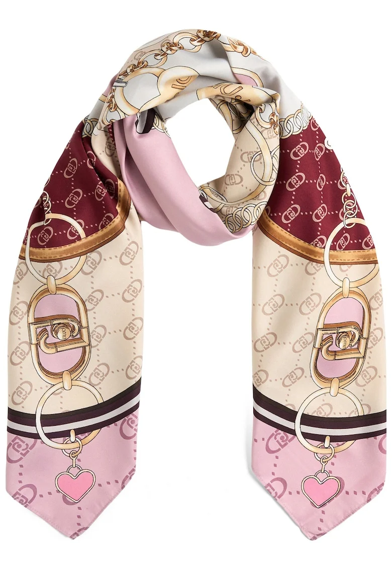 Esarfa cu imprimeu grafic, Roz/Multicolor