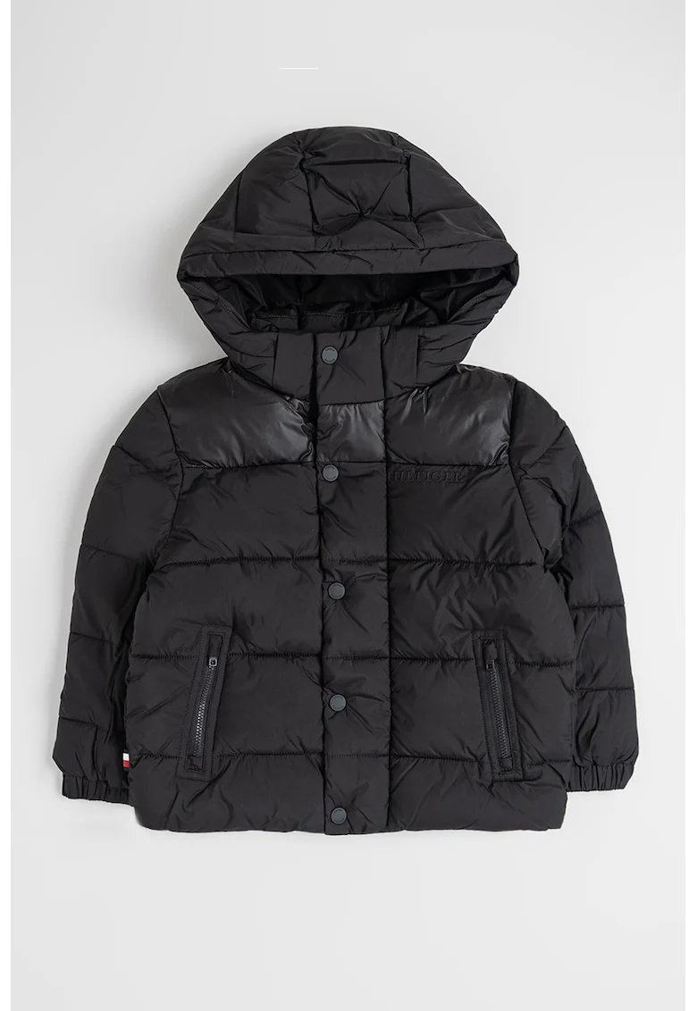 Geaca regular fit cu gluga detasabila, Negru