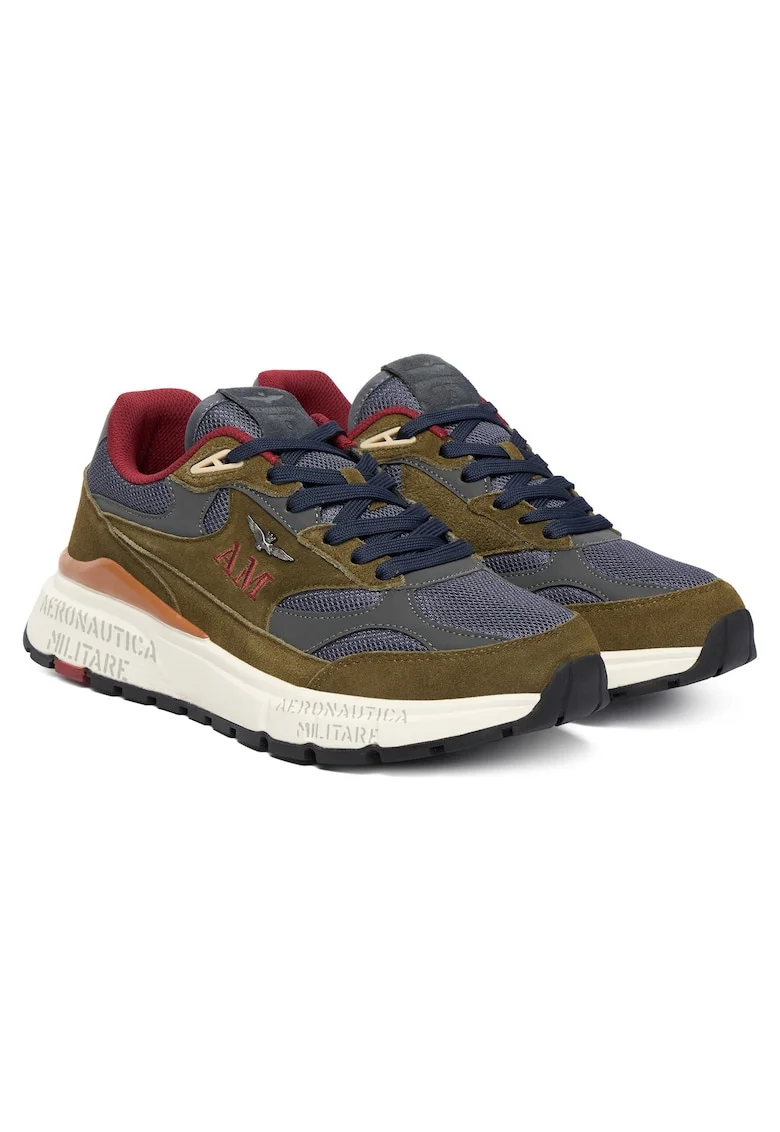 Pantofi sport barbati,  Verde Militar/Bleumarin, textil