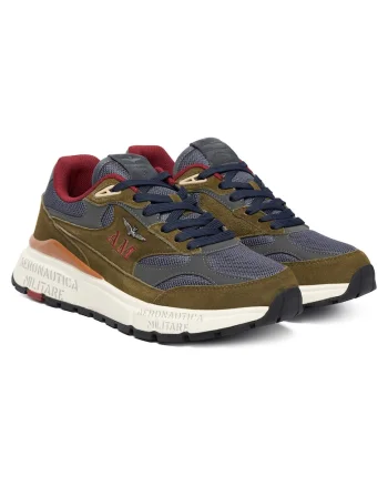 Pantofi sport barbati,  Verde Militar/Bleumarin, textil