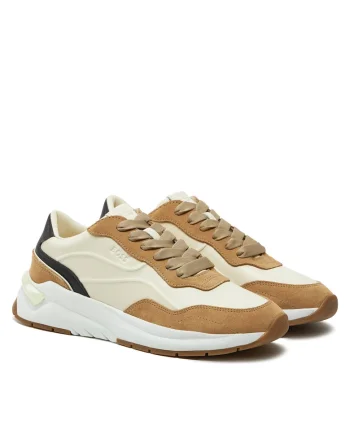 Pantofi sport dama  Skylar, piele ecologica, crem/maro