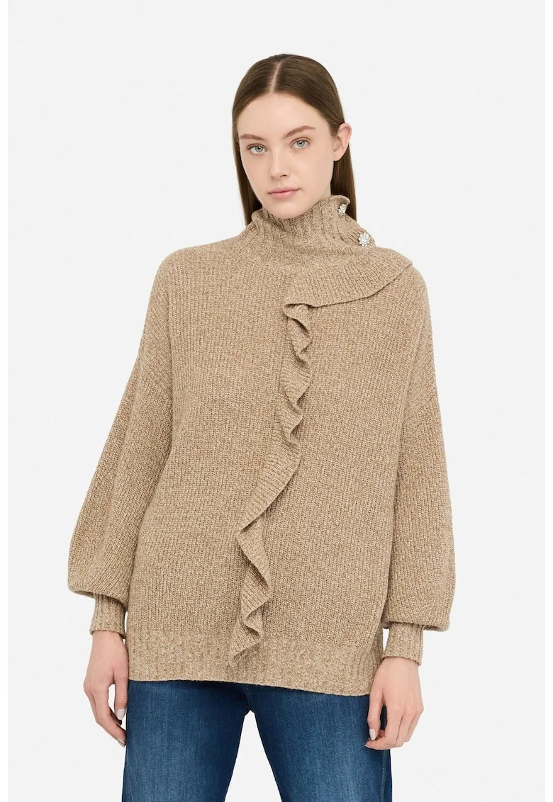 Pulover din amestec de lana si casmir, Bej