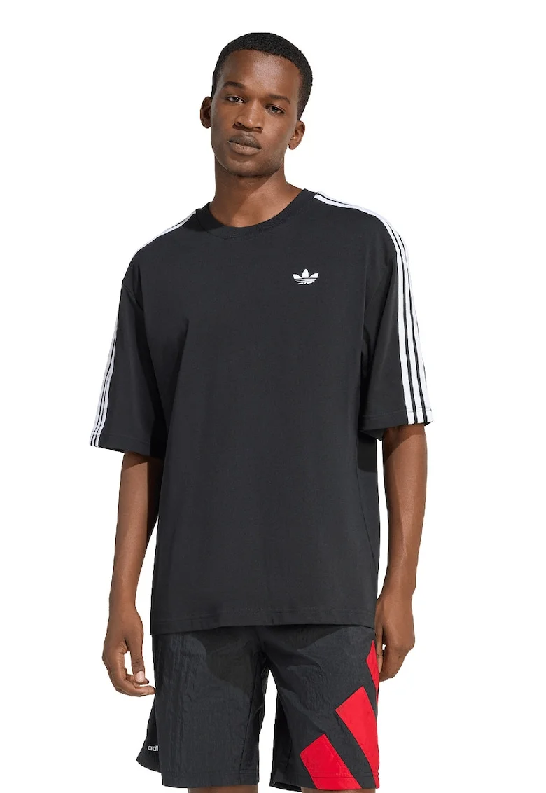 Tricou supradimensionat cu logo Adicolor, Alb/Negru