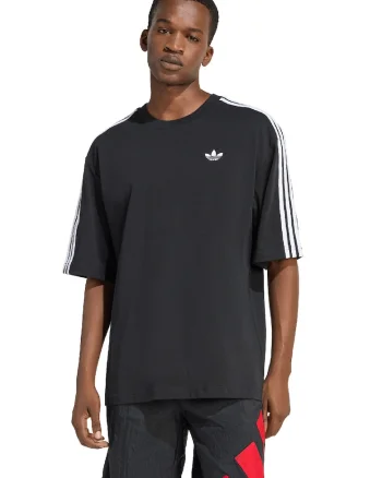 Tricou supradimensionat cu logo Adicolor, Alb/Negru