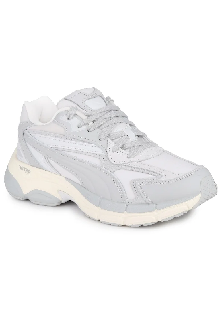 Adidasi sport  Teveris Nitro, stil Y2K, gri, material textil si piele intoarsa