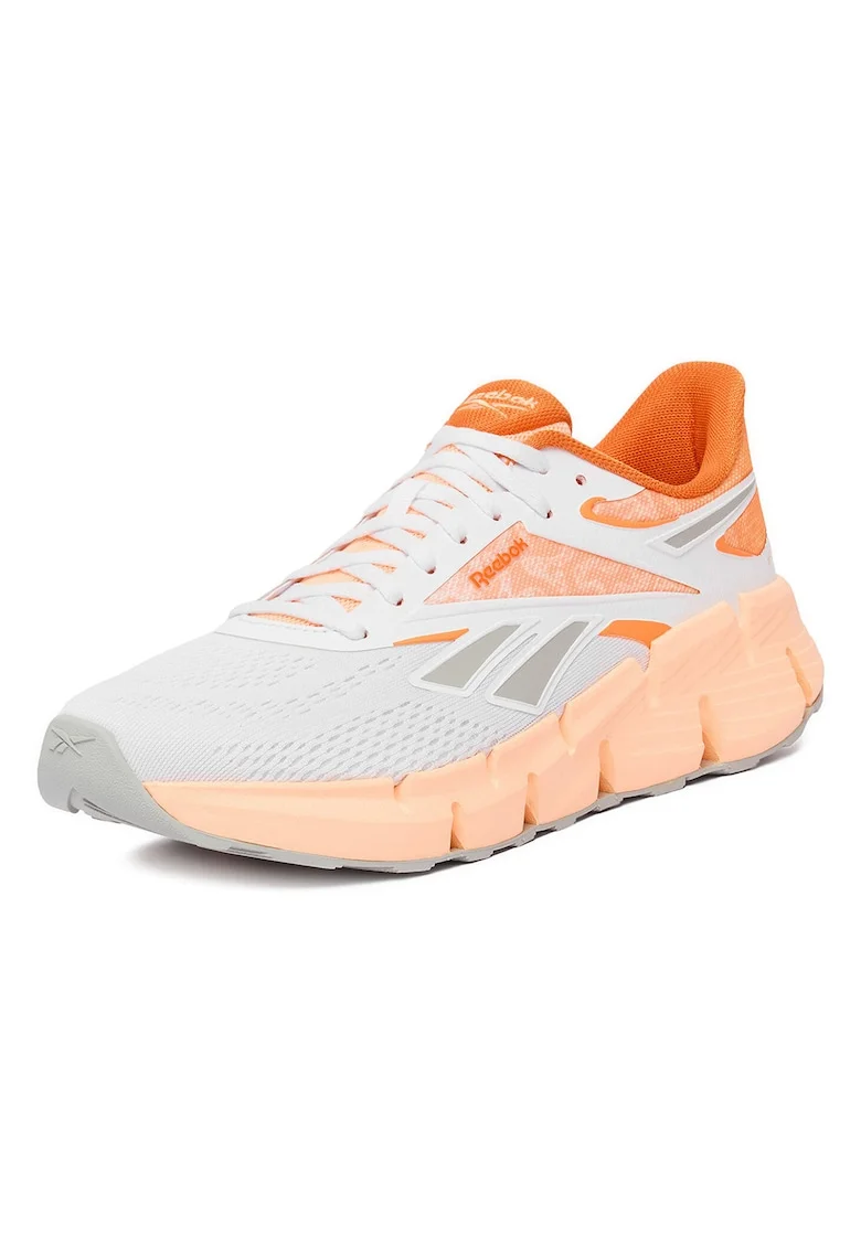 Pantofi sport dama,  alergare, confort, alb portocaliu, textil