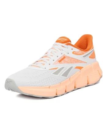 Pantofi sport dama,  alergare, confort, alb portocaliu, textil