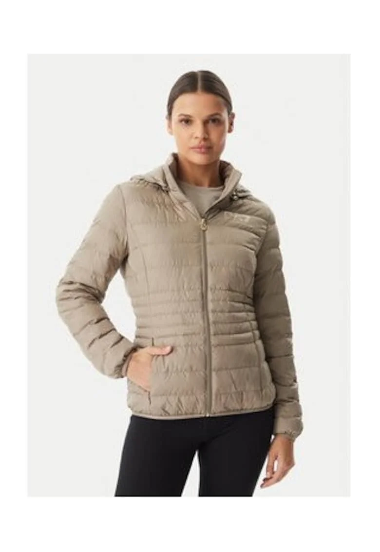 Geaca de tranzitie Dama,  Emporio Armani, poliester, bej, cu gluga si fermoar