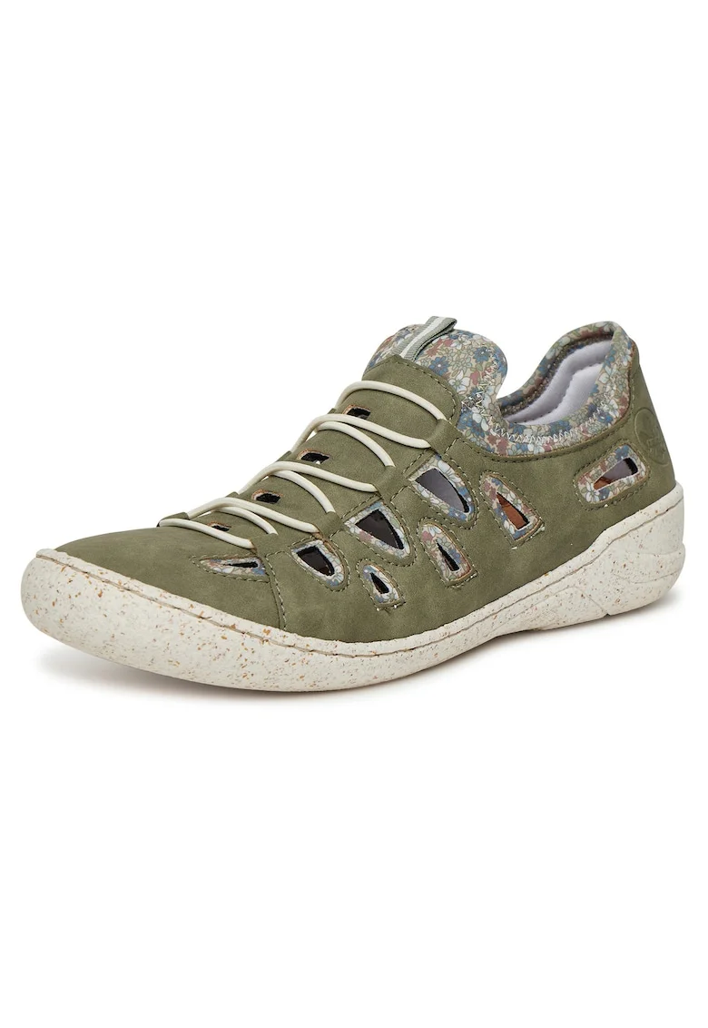 Pantofi dama  model 54551-52, verde, textil si piele naturala, varf rotund