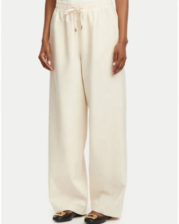 Pantaloni sport dama,  bej, poliester-viscoza