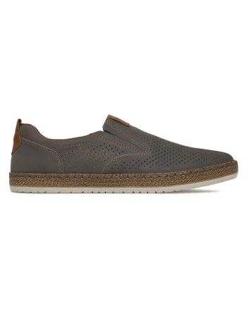 Pantofi barbati,  gri, piele naturala, varf rotund,