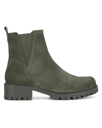 Ghete dama,  piele naturala, verde, inchidere cu fermoar, interior izolat