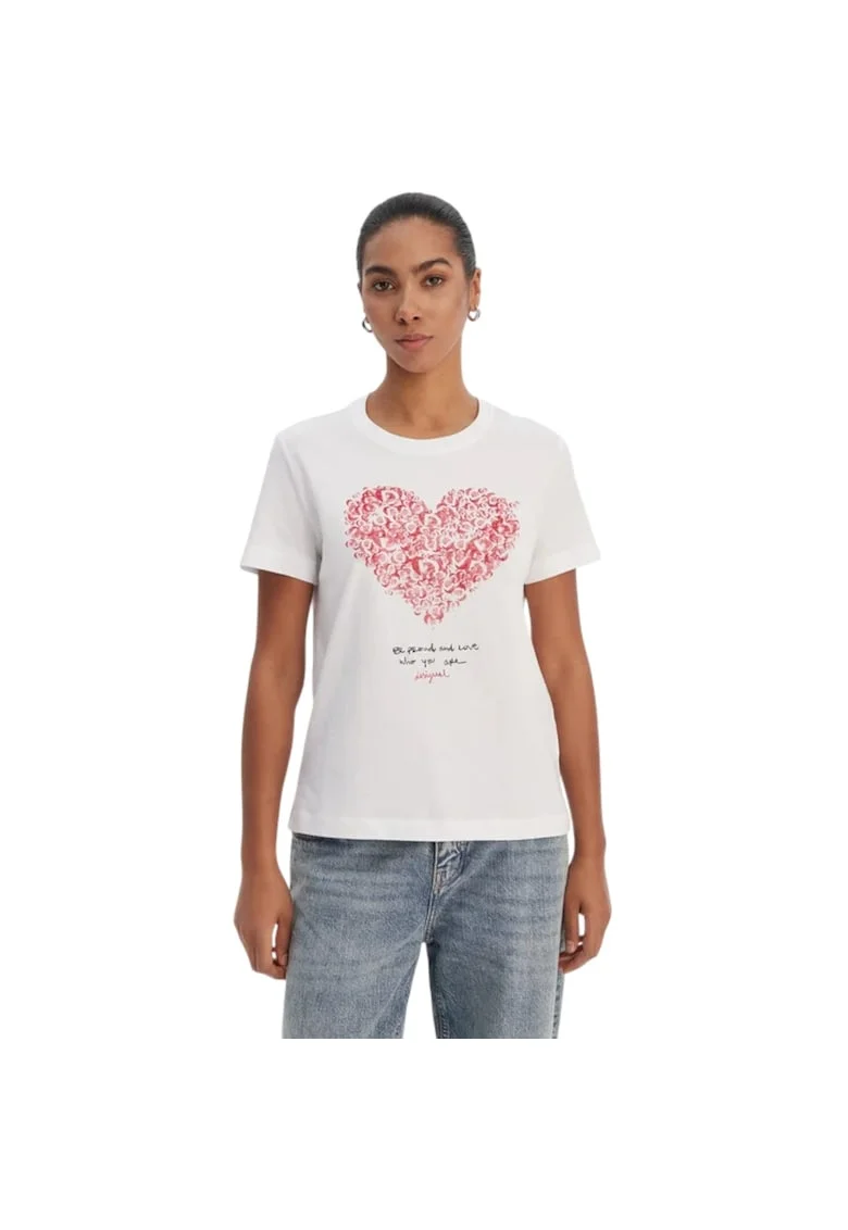 Tricou  Heart 54781, Alb