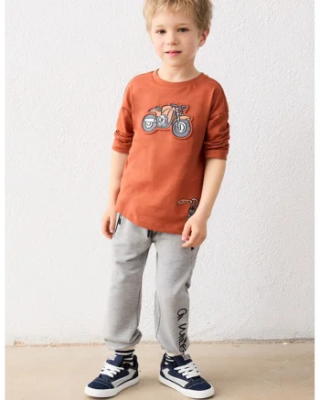 Bluza de bumbac cu detaliu grafic in relief, Maro Siena