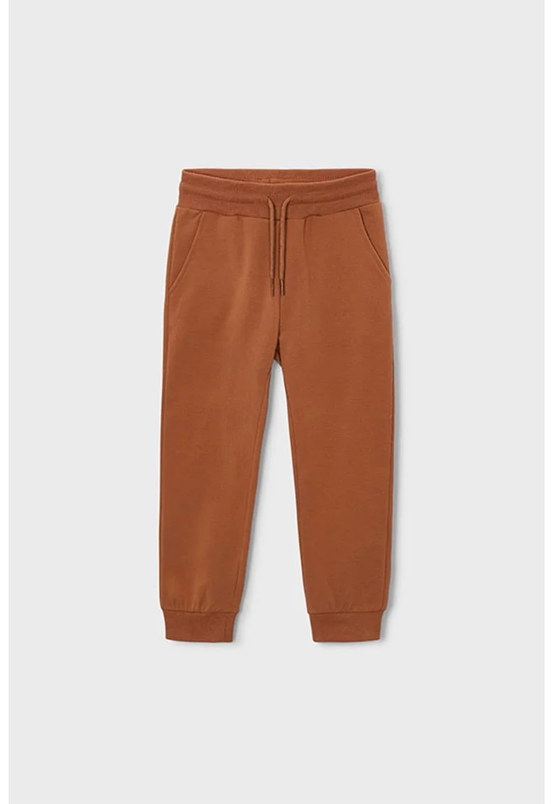 Pantaloni de trening din amestec de bumbac cu snur de ajustare, Maro Siena
