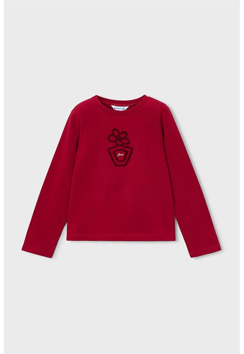 Bluza cu decolteu rotund si imprimeu texturat, Rosu