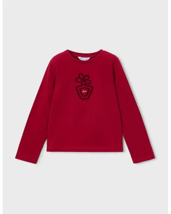 Bluza cu decolteu rotund si imprimeu texturat, Rosu