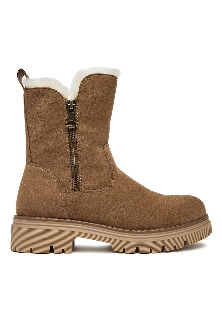 Botine  material textil, maro, Maro