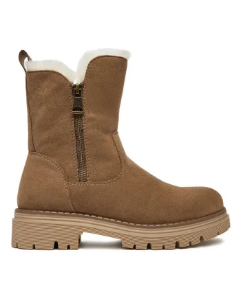 Botine  material textil, maro, Maro