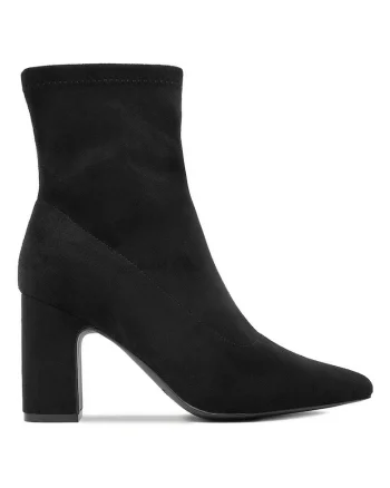 Botine dama,  clasic, negru, textil