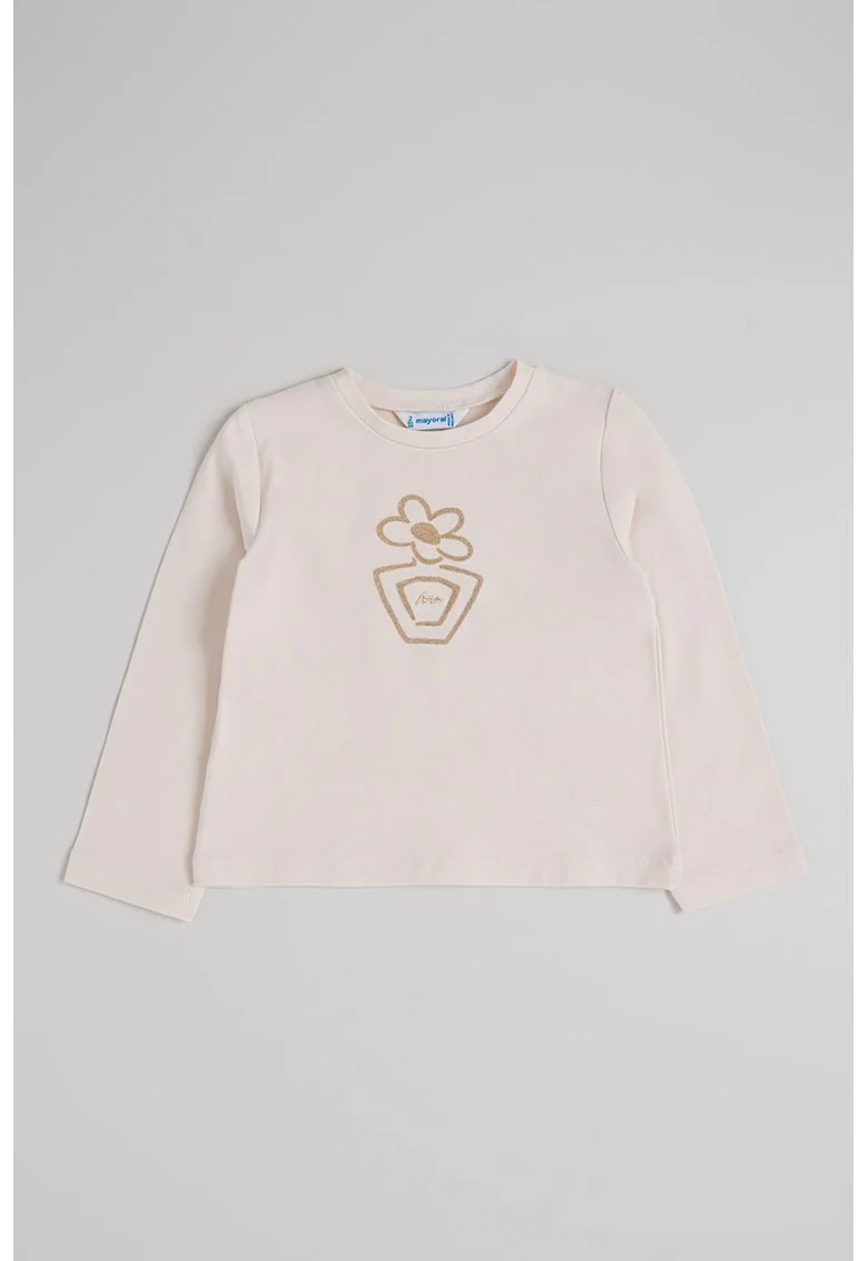 Bluza cu decolteu rotund si imprimeu texturat