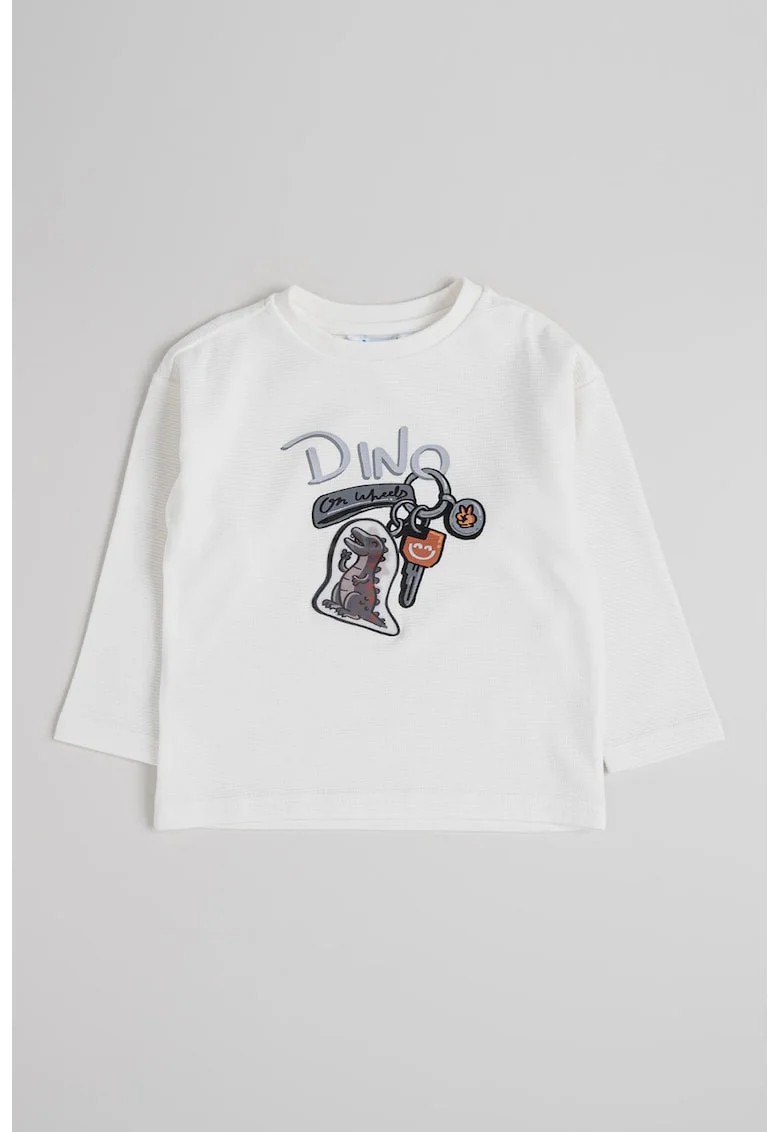Bluza de bumbac cu decolteu la baza gatului