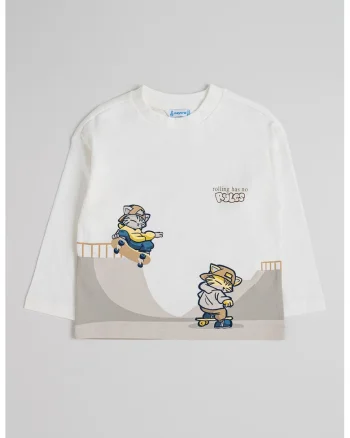 Bluza cu decolteu la baza gatului si model grafic