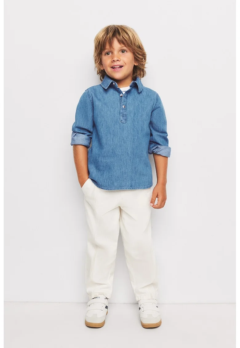 Camasa din denim fara inchidere, Albastru stins