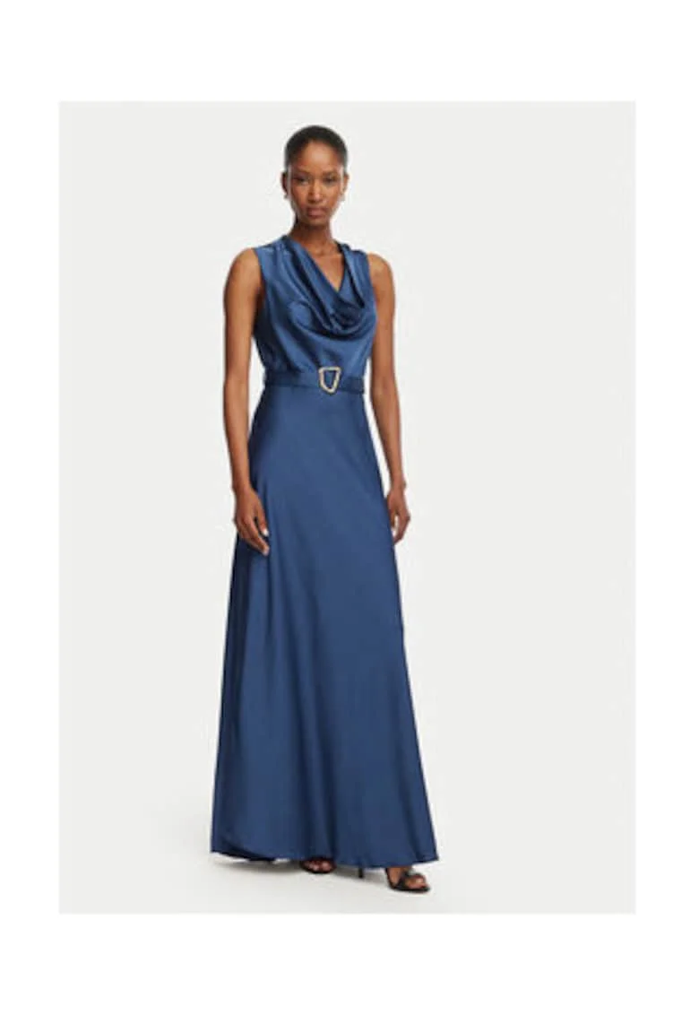 Rochie de seara,  Albastru, fara maneca, poliester,
