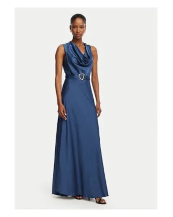 Rochie de seara,  Albastru, fara maneca, poliester,