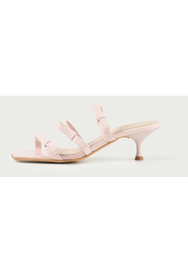 Sandale cu fundite si toc subtire Amy, din piele naturalǎ lucioasa, Roz pastel