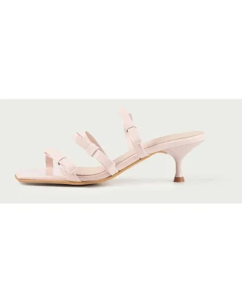 Sandale cu fundite si toc subtire Amy, din piele naturalǎ lucioasa, Roz pastel