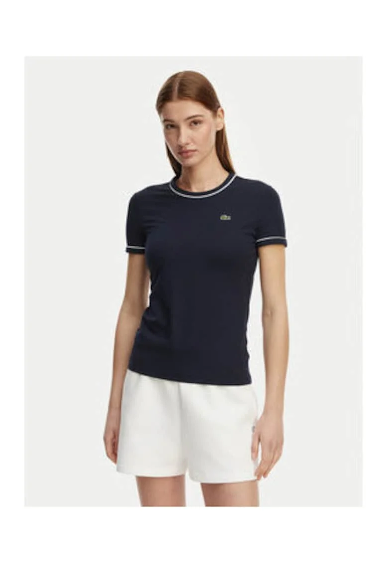 Tricou dama,  slim fit, alb, bumbac-modal,