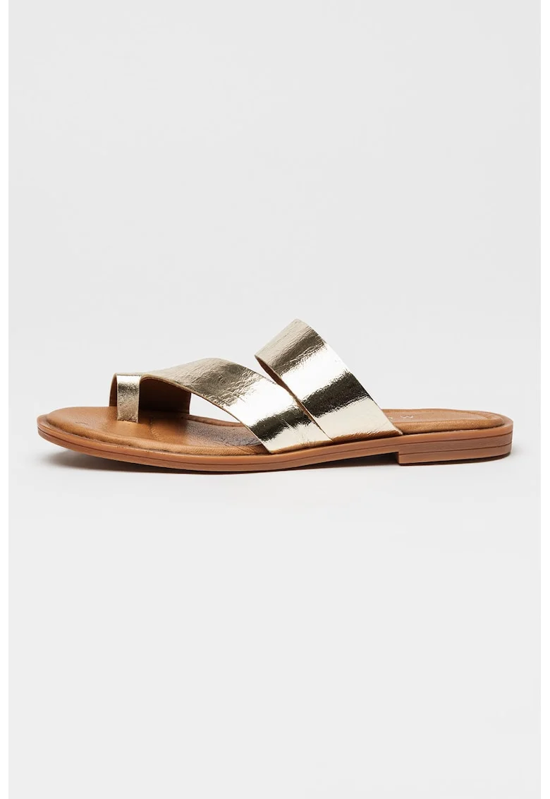 Papuci flip-flop de piele, Auriu