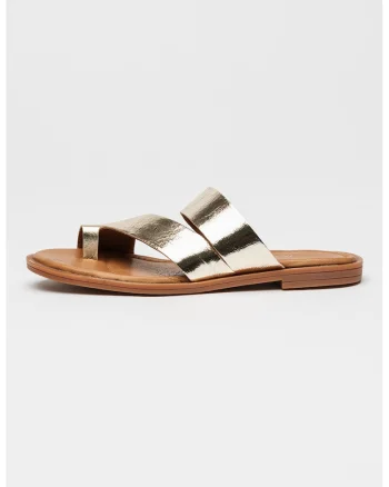 Papuci flip-flop de piele, Auriu