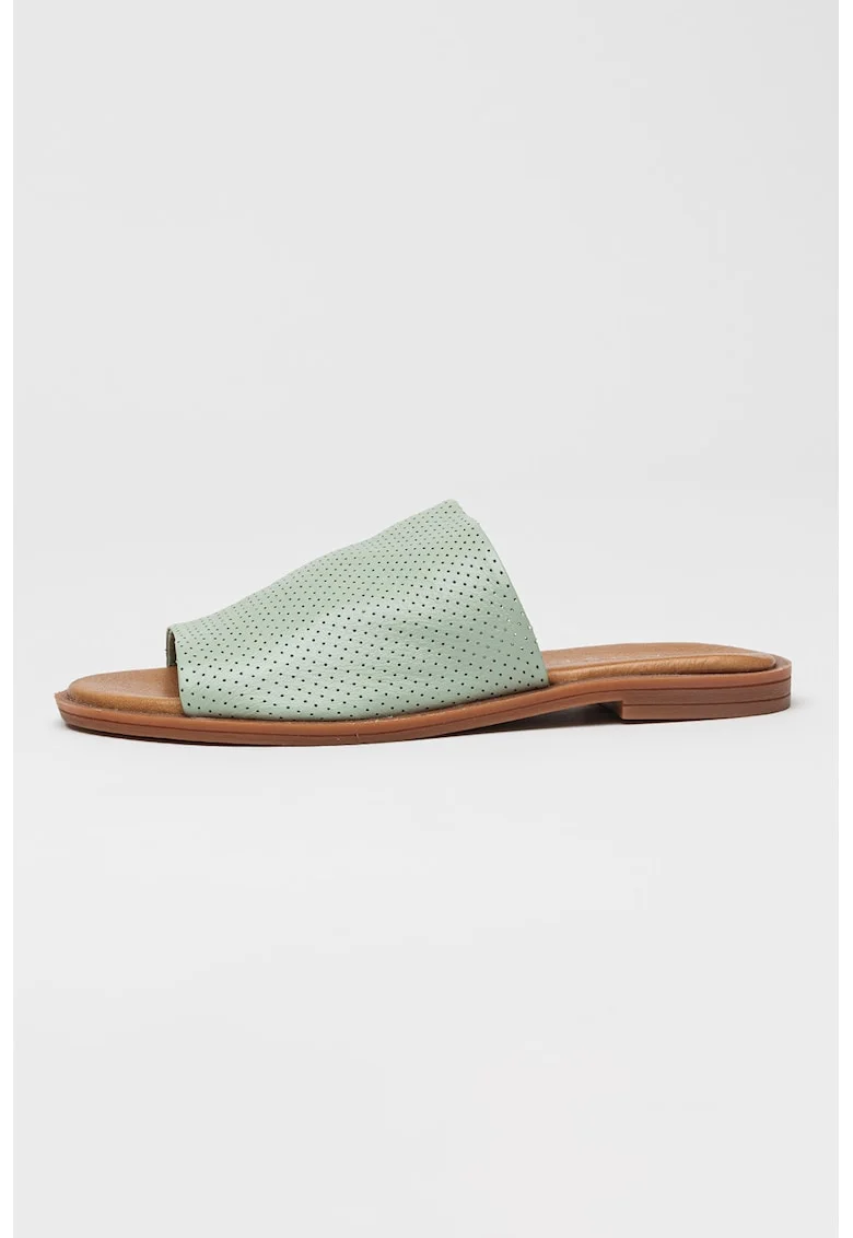 Papuci de piele cu perforatii, Verde menta