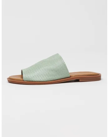 Papuci de piele cu perforatii, Verde menta