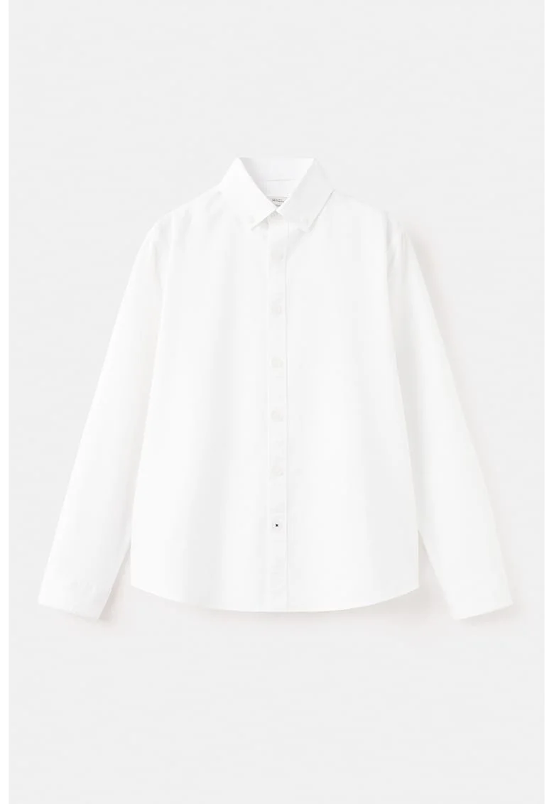 Camasa din bumbac cu model uni, Alb