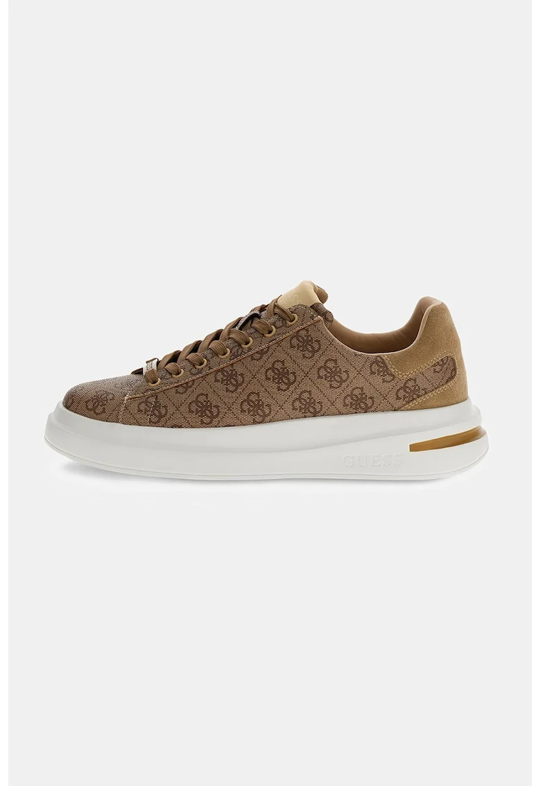 Pantofi sport low-cut cu model monograma, Maro deschis