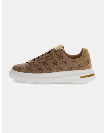 Pantofi sport low-cut cu model monograma, Maro deschis