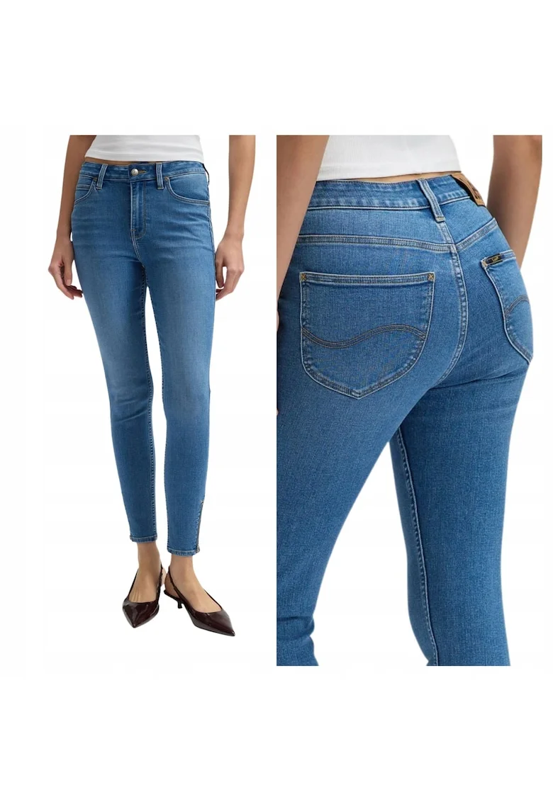 Blugi cu talie inalta si croiala skinny Scarlett, Albastru