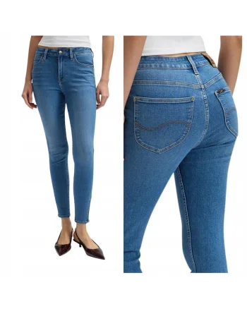 Blugi cu talie inalta si croiala skinny Scarlett, Albastru