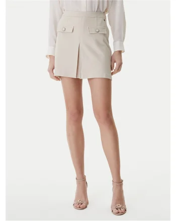 Fusta mini,  bej, 65% viscoza, 31% poliamida, 4% elastan