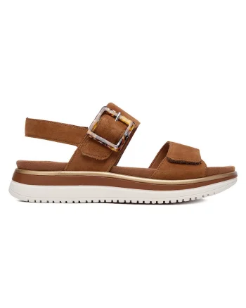 Sandale dama,  piele naturala velcro, maro