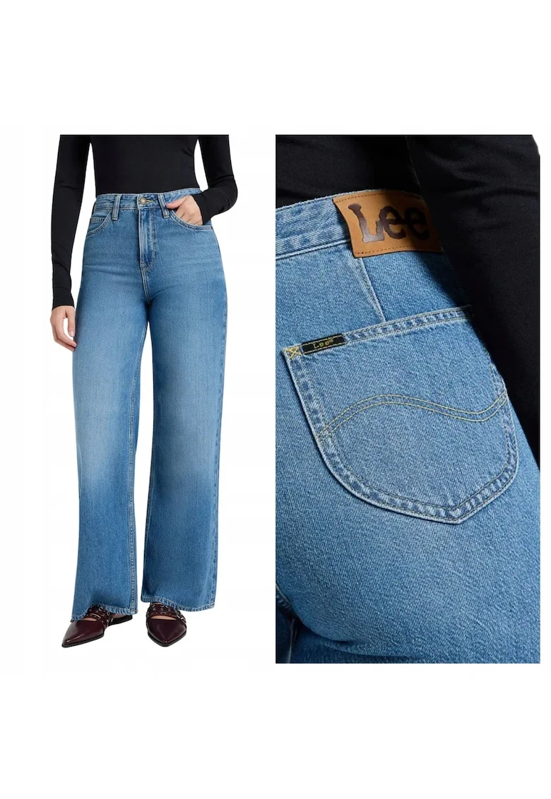 Blugi loose fit cu talie inalta Stella, Albastru