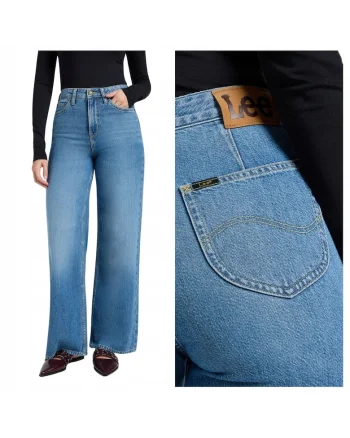 Blugi loose fit cu talie inalta Stella, Albastru